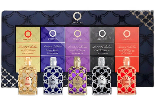 Orientica Luxury Collection 5 Pieces Mini Gift Set 0.25 oz 7.5 ml Eau De Parfum Dab-On Splash Bottle