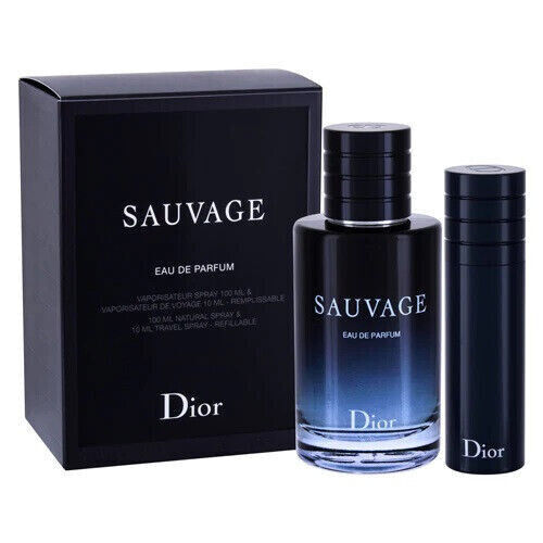 Christian Dior Sauvage 2 Pieces Set 3.4 oz & 0.33 oz Eau De Parfum Spray Men