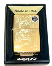 Load image into Gallery viewer, Zippo Lighter Engraved High Polish Grass # 254B Dragon Gold