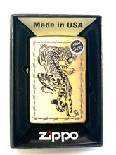Load image into Gallery viewer, Zippo Lighter Brushed Brass # 204B Black Tiger With BarbWire