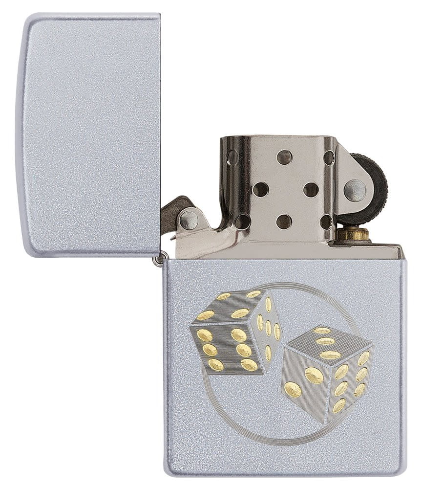 Zippo Lighter # 29412 Engraved Dice - Satin Chrome