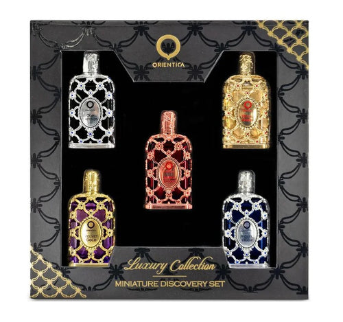 Orientica Luxury Collection 5 Pieces Mini Gift Set 0.25 oz 7.5 ml Eau De Parfum Dab-On Splash Bottle NB