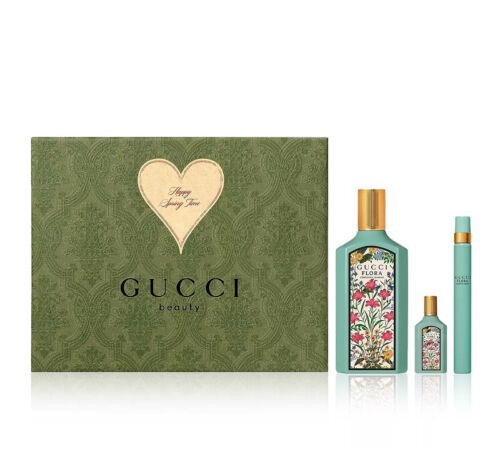 Gucci Flora Gorgeous Jasmin 3 Pieces Set 3.4 oz & 0.33 oz Edp Spray & 0.16 oz Edp Mini Women
