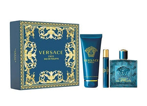 Versace Eros 3 Pieces Set 3.4 oz & 0.3 oz Eau De Toilette Spray & 5.0 oz Shower Gel Men