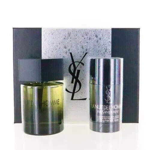 Ysl La Nuit De L'Homme Yves Saint Laurent 2 Pieces Travel Gift Set 3.3 oz Edt Spray & 2.6 oz Alcohol-Free Deodorant Stick Men