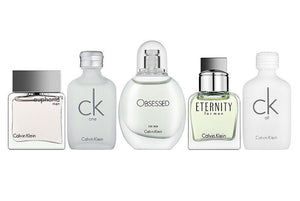 Calvin Klein Men 5 Pieces Mini Set 0.33 oz 10 ml Ck One, Eternity Obsession, Ck All & Euphoria