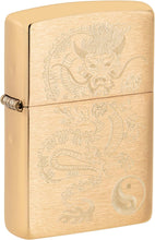 Load image into Gallery viewer, Zippo Lighter # 81099 Engraved Asian Dragon Brushed Brass