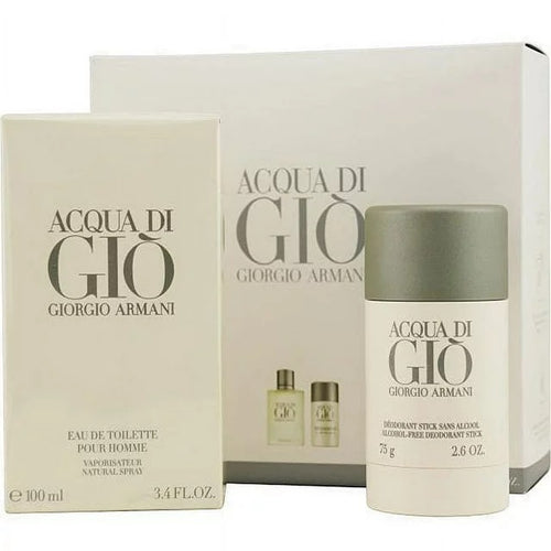 Acqua Di Gio Giorgio Armani 2 Pieces Set 3.4 oz Eau De Toilette Spray & 2.6 oz Deodorant Stick Men