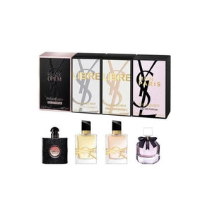 YSL Yves Saint Laurent 4 Pieces Mini Set 0.25 oz 7.5 ml Black Opium, Libre, Libre Le Parfum, Mon Paris Women