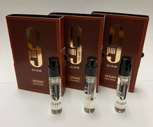 Load image into Gallery viewer, 3x Afnan 9 PM Elixir Sample Vial 0.09 oz 3 ml  Eau De Parfum Spray Men