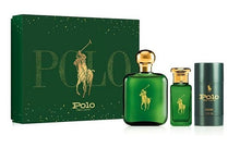 Load image into Gallery viewer, Ralph Lauren Polo *Green* 3 Pieces Set 4.0 oz &amp; 1.36 oz Edt Spray &amp; 2.6 oz Deodorant Stick Men
