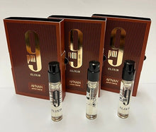 Load image into Gallery viewer, 3x Afnan 9 PM Elixir Sample Vial 0.09 oz 3 ml  Eau De Parfum Spray Men