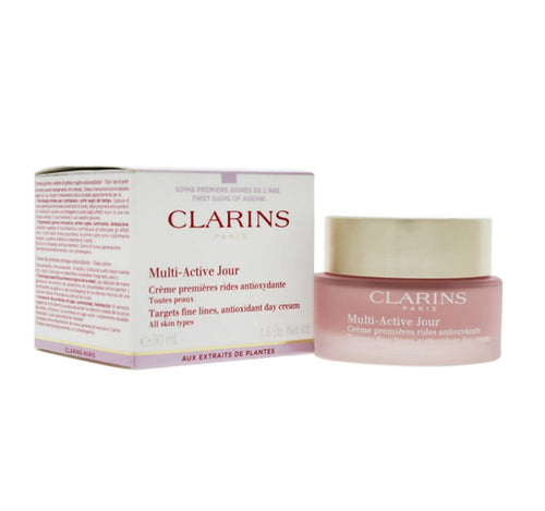 Clarins Multi-Active Jour Targets Fine Lines, Antioxidant Day Cream All Skin Types 1.6 oz 50 ml
