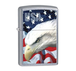 Zippo Lighter # 78591 - Stainless Street Chrome - USA Bald Eagle