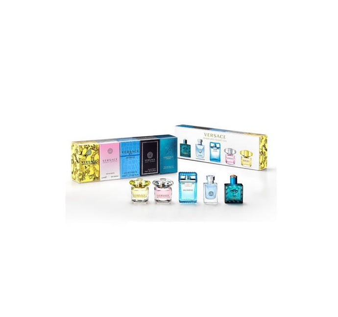 Versace 5 Pieces Mini Set Yellow Diamond W, Bright Crystal W, Eau Fraiche M, Pour Homme M, Eros M 0.17oz 5ml