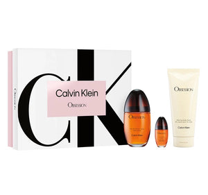 Calvin Klein Obsession 3 Pieces Gift Set 3.4 oz & 0.5 oz Edp Spray & 6.7 oz Silkening Body Lotion Women