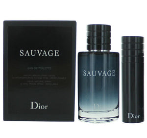 Christian Dior Sauvage 2 Pieces Set 3.4 oz & 0.33 oz Eau De Toilette Spray Men