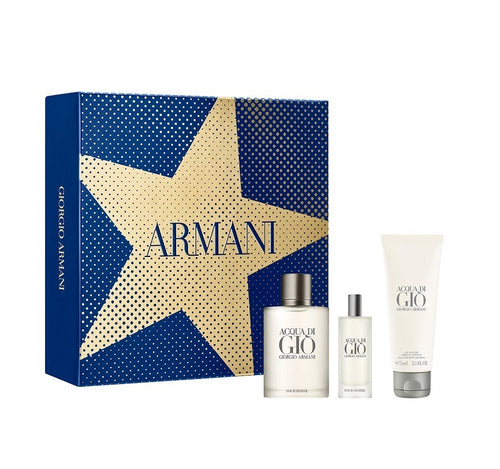 Giorgio Armani Acqua Di Gio 3 Pieces Set 3.4 oz & 0.5 oz Edt Spray & Shower Gel Men