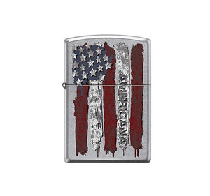 Zippo Lighter # 78480 Stainless Street Chrome - US Flag