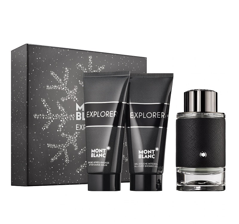 Mont Blanc Explorer 3 Pieces Set 3.3oz Edp Spray & 3.3oz AS Balm & 3.3oz Shower Gel Men