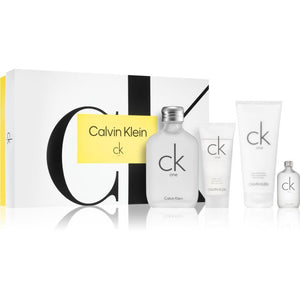 Ck One Calvin Klein 4 Pieces Gift Set 6.7 oz Edt Spray & 0.5 oz Edt & 3.4 oz BW & 6.7 oz BL Unisex