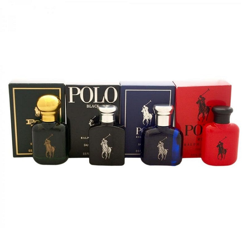 Ralph Lauren 4 Pieces Mini Set 0.5 oz 15 ml Polo, Polo Blue, Polo Black, Polo Red Dab-On Splash Men